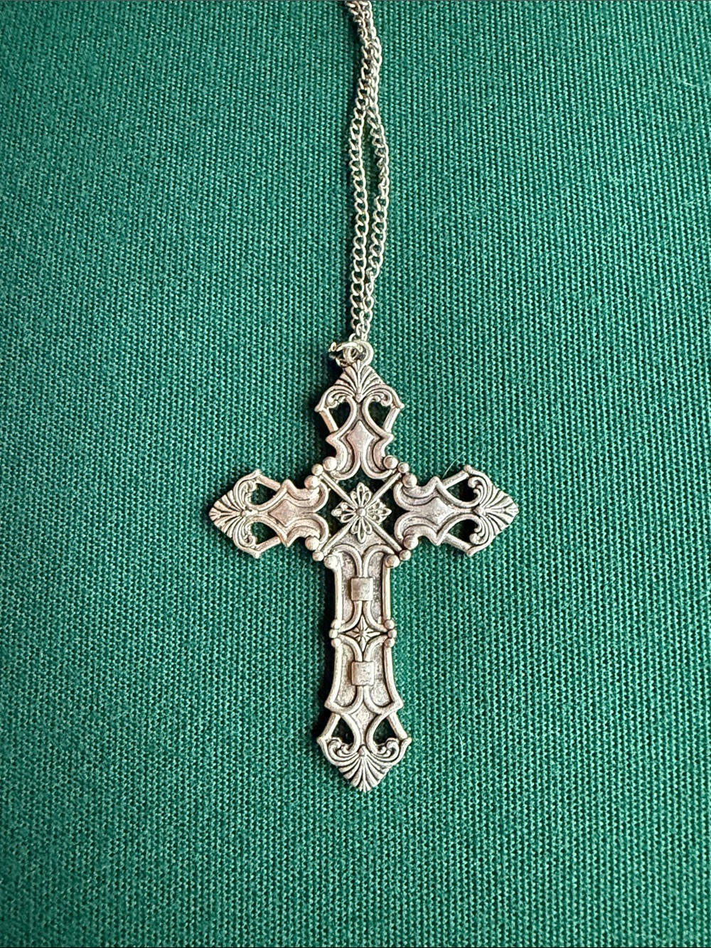 All Saints Silver Cross Pendant Necklace